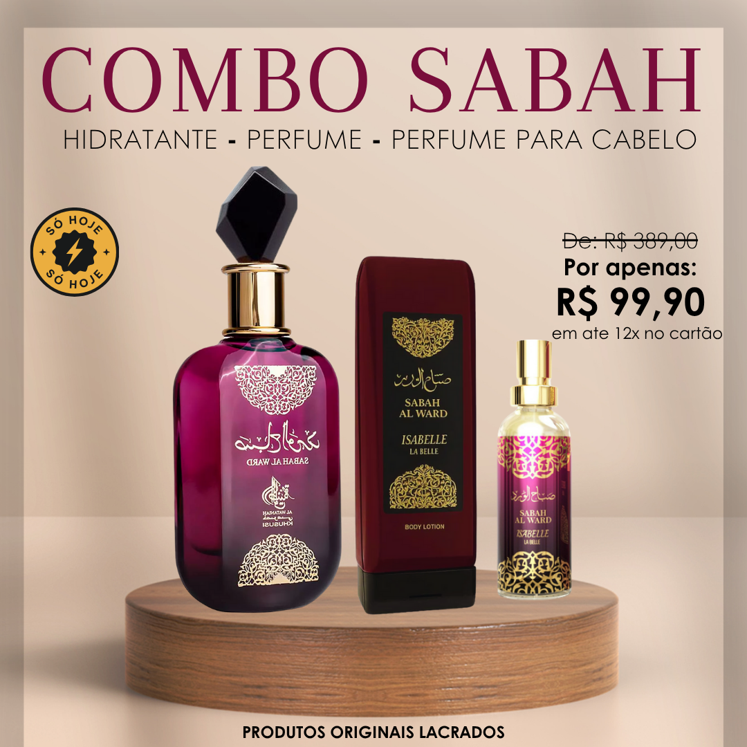 COMBO SABAH AL WARD 🔥- Perfume 100ml - Hidratante Corporal 200ml - Perfume de Cabelo 50ml
